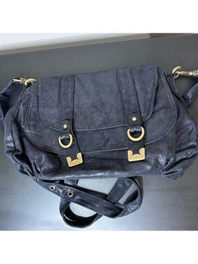 Matt & Nat Faux Suede Slouchy Crossbody Black with Faint Sparkle